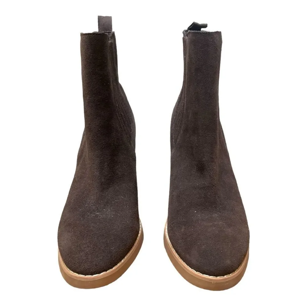 New Splendid WANDA Size 8.5 Chelsea Wedge Boot Brown Suede Leather Round Toe
